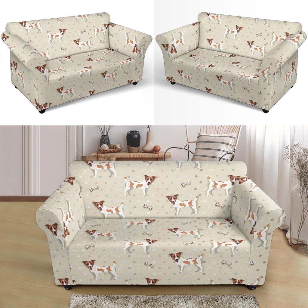 Russell Terriers With Bone Print Design LKS302 Loveseat Couch Slipcover