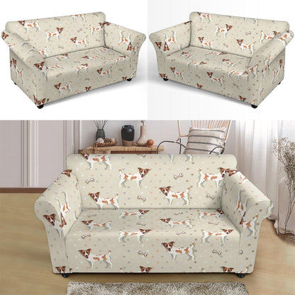Russell Terriers With Bone Print Design LKS302 Loveseat Couch Slipcover