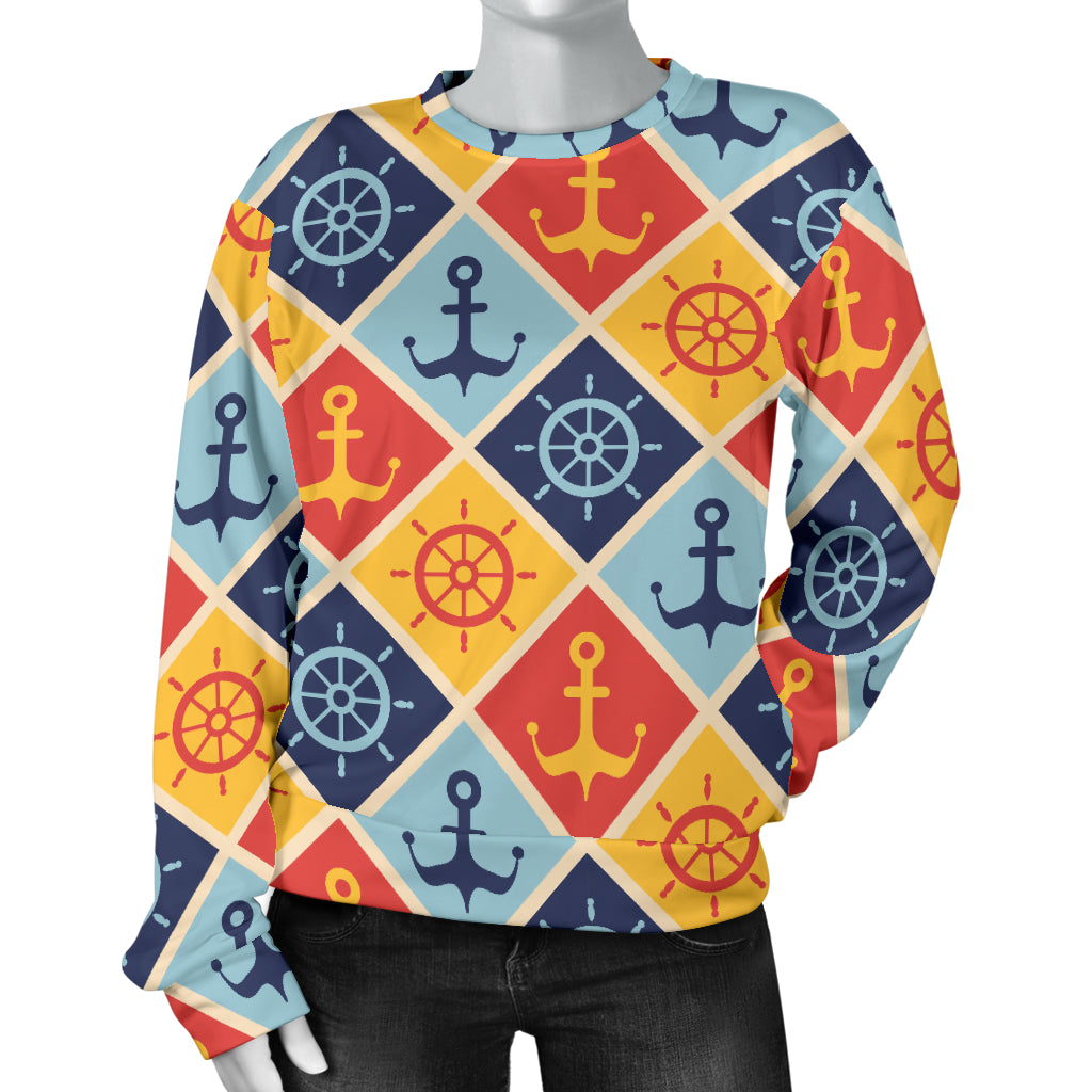 Nautical Pattern Design Themed Print Women Long Sleeve Sweatshirt