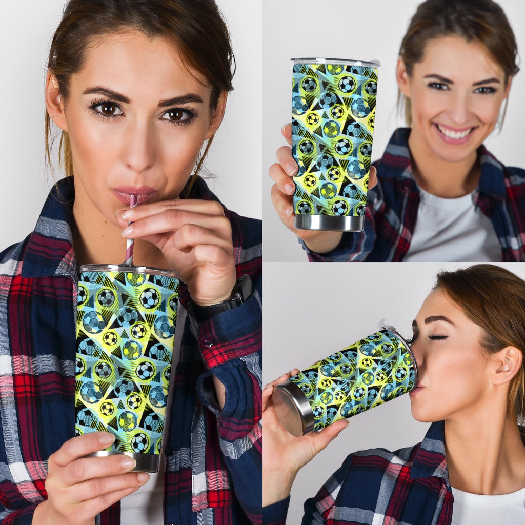 Soccer Ball Themed Print Design Tumbler