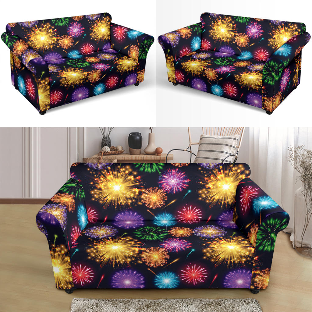Firework Print Design LKS305 Loveseat Couch Slipcover