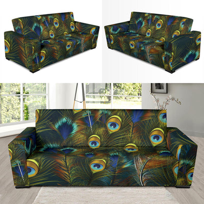 Peacock Feather Pattern Print Design A03 Sofa Slipcover