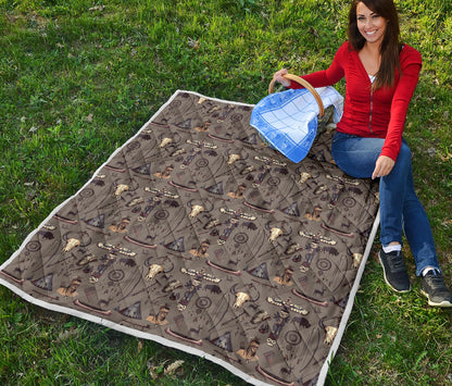 Native Indian life Design Print Quilt Bedspread