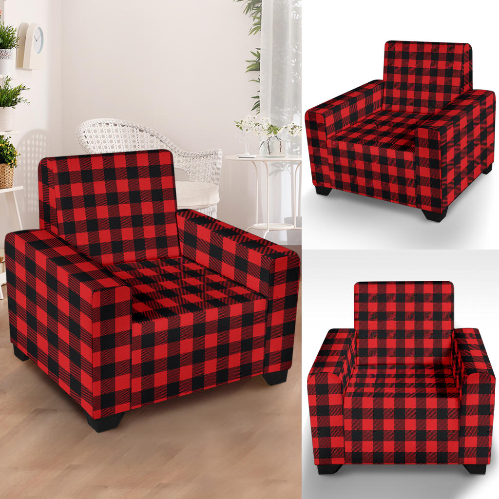 Red Black Buffalo Tartan Plaid Pattern Armchair Slipcover