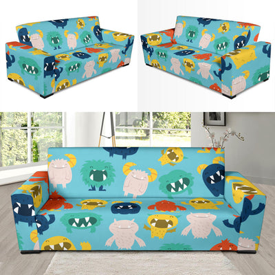 Monster Cartoon Pattern Print Design 03 Sofa Slipcover