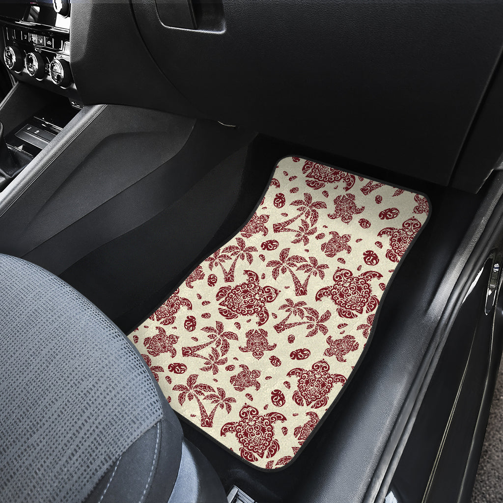 Polynesian Tattoo Turtle Themed Car Floor Mats Front Back