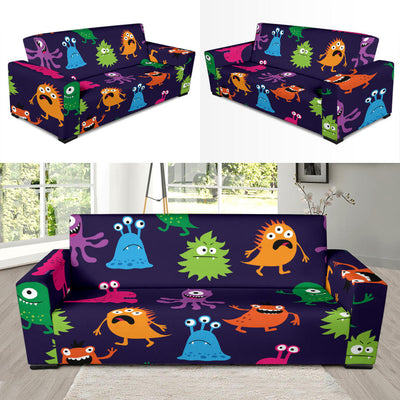 Monster Cartoon Pattern Print Design 02 Sofa Slipcover