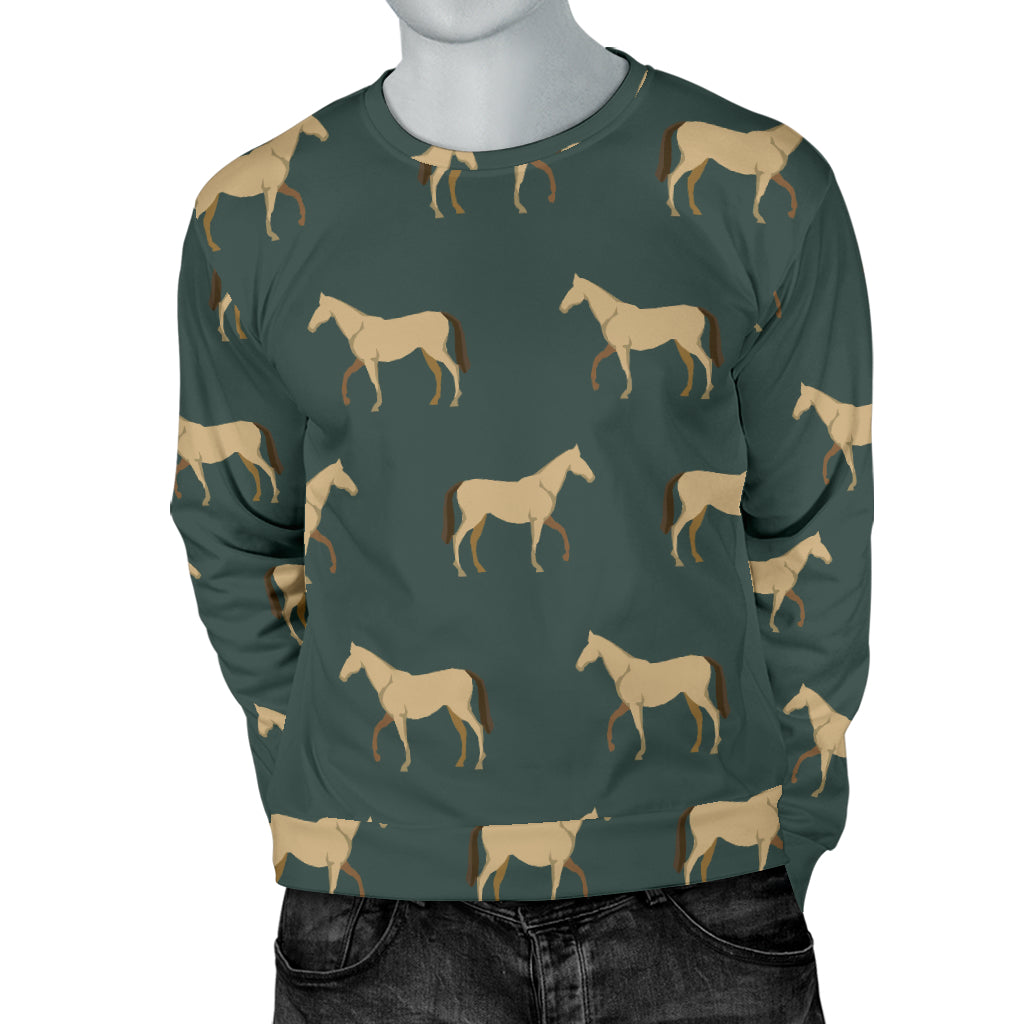 Horse Classic Themed Pattern Print Men Long Sleeve Sweatshirt