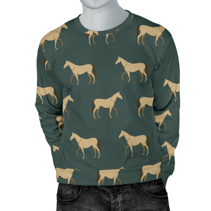 Horse Classic Themed Pattern Print Men Long Sleeve Sweatshirt