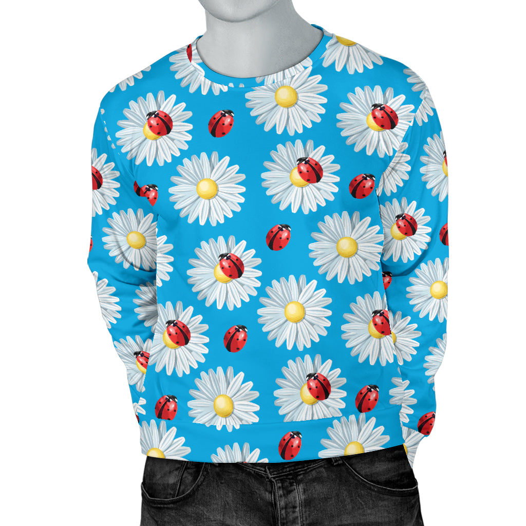 Ladybug with Daisy Themed Print Pattern Men Long Sleeve Sweatshirt