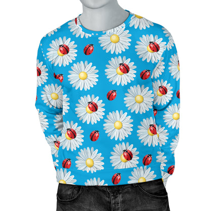 Ladybug with Daisy Themed Print Pattern Men Long Sleeve Sweatshirt