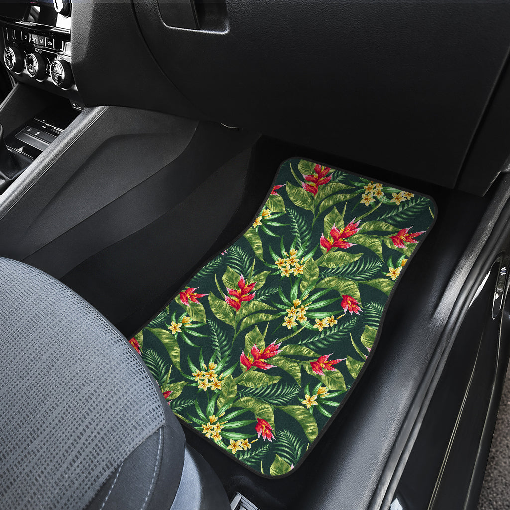 Tropical Folower Red Heliconia Print Car Floor Mats Front Back