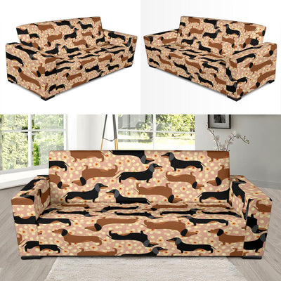 Dachshund Pattern Print Design 011 Sofa Slipcover