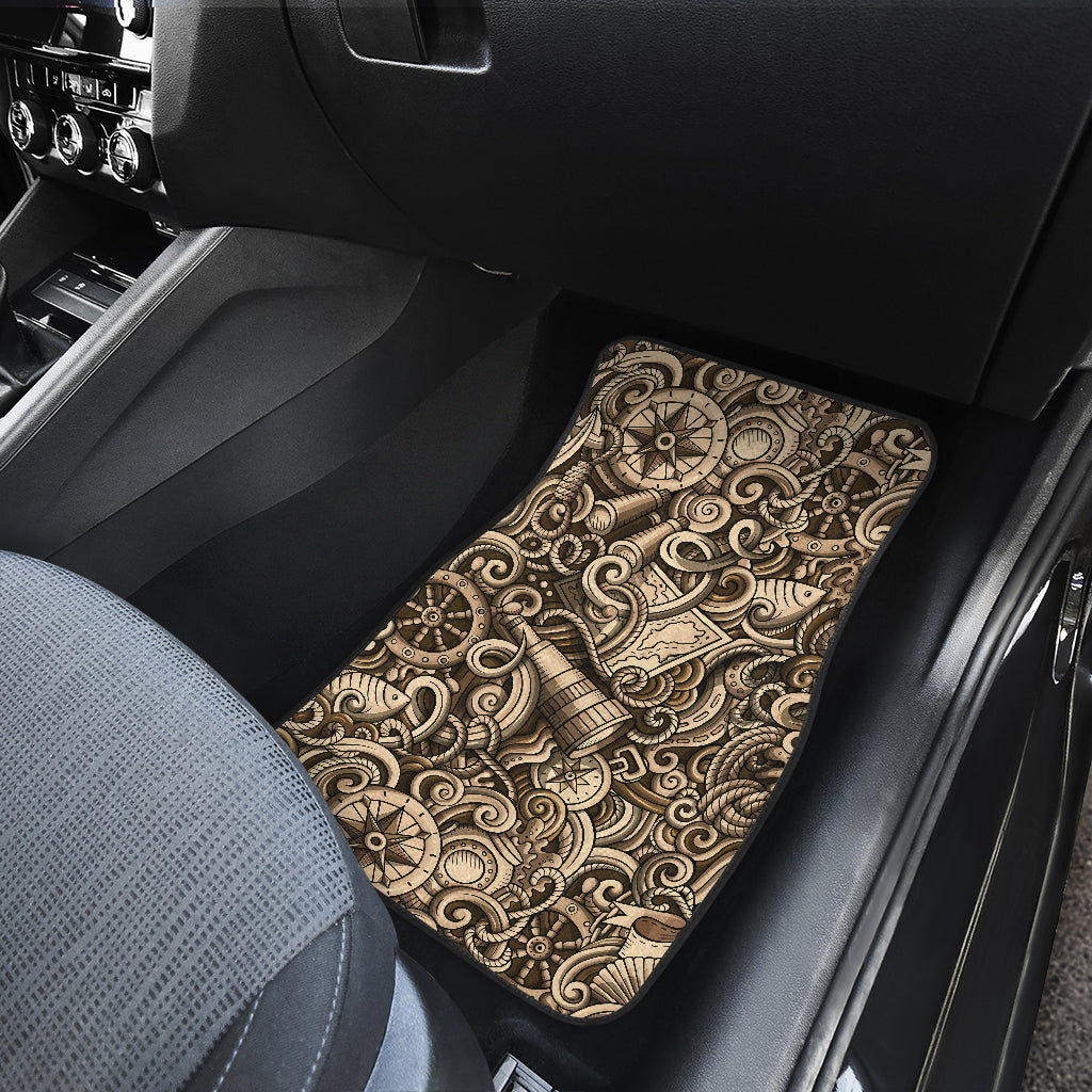 Nautical Tattoo Design Themed Print Car Floor Mats Front Back