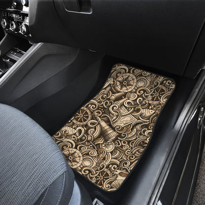 Nautical Tattoo Design Themed Print Car Floor Mats Front Back