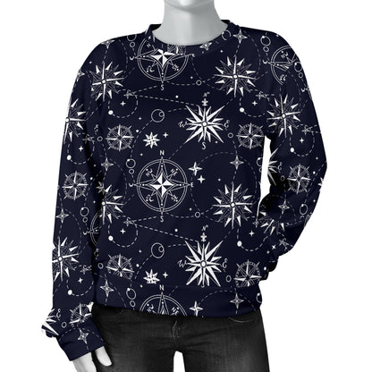 Nautical Sky Design Themed Print Women Long Sleeve Sweatshirt