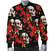 Red Rose Skull Design Print Men Bomber Jacket