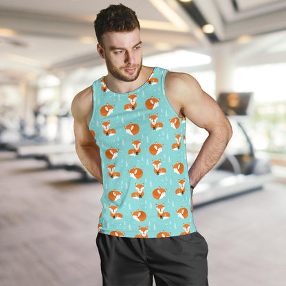 Fox Design Snow Print Pattern Men Tank Top