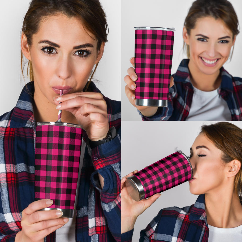 Pink Tartan Plaid Pattern Tumbler