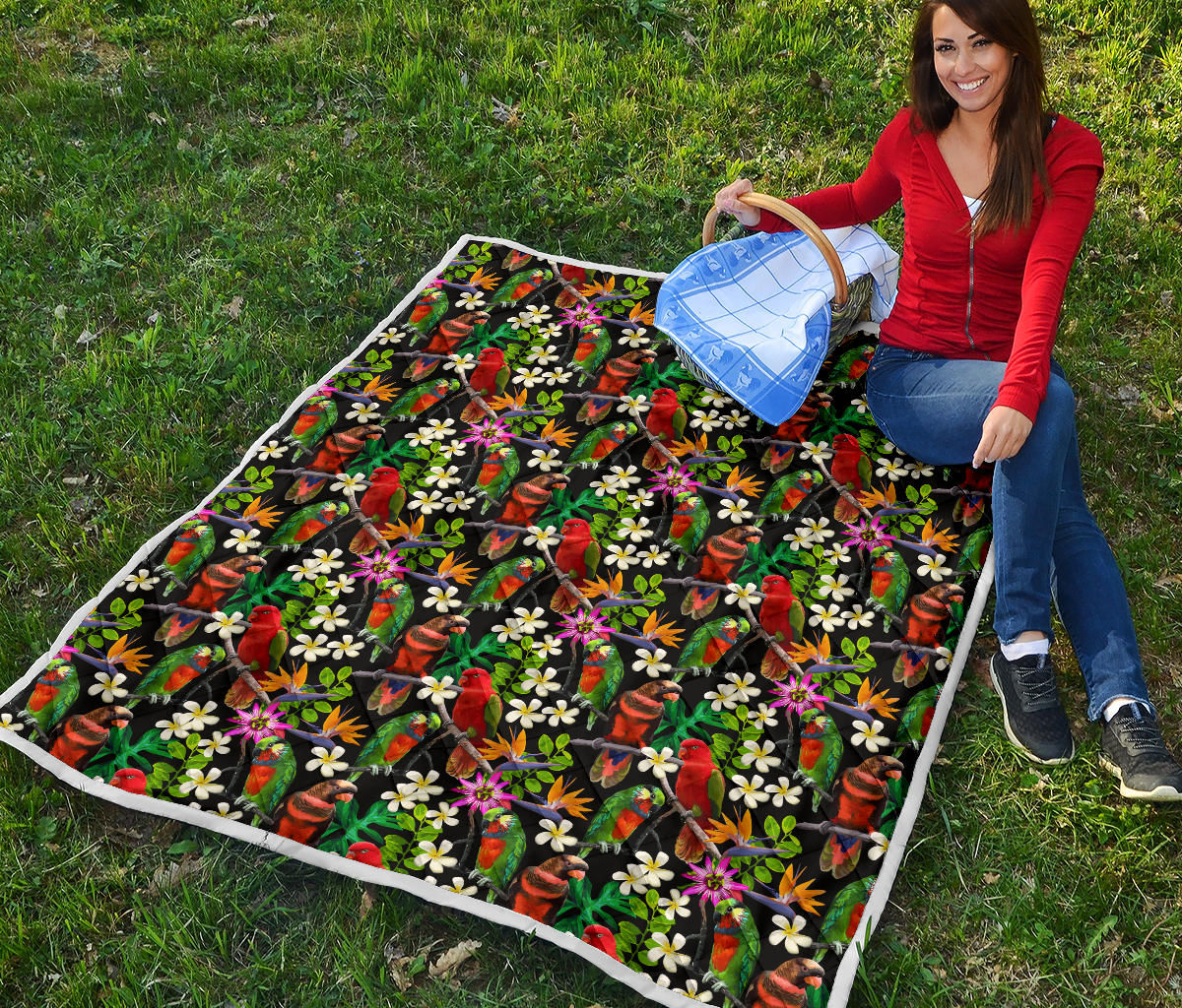 Parrot Design Print Quilt Bedspread