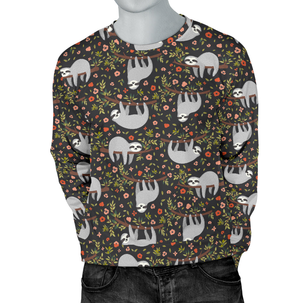 Sloth Cute Design Themed Print Men Long Sleeve Sweatshirt