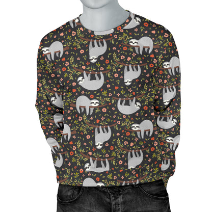 Sloth Cute Design Themed Print Men Long Sleeve Sweatshirt
