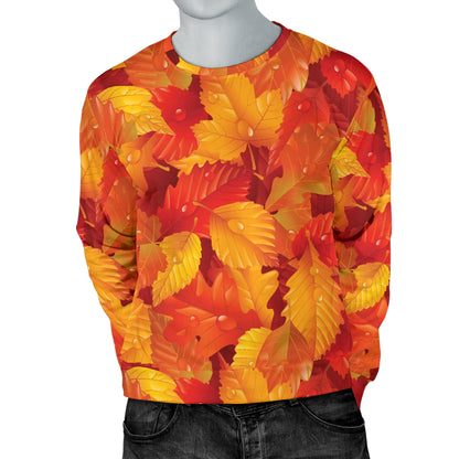 Elm Leave Autum Print Pattern Men Long Sleeve Sweatshirt