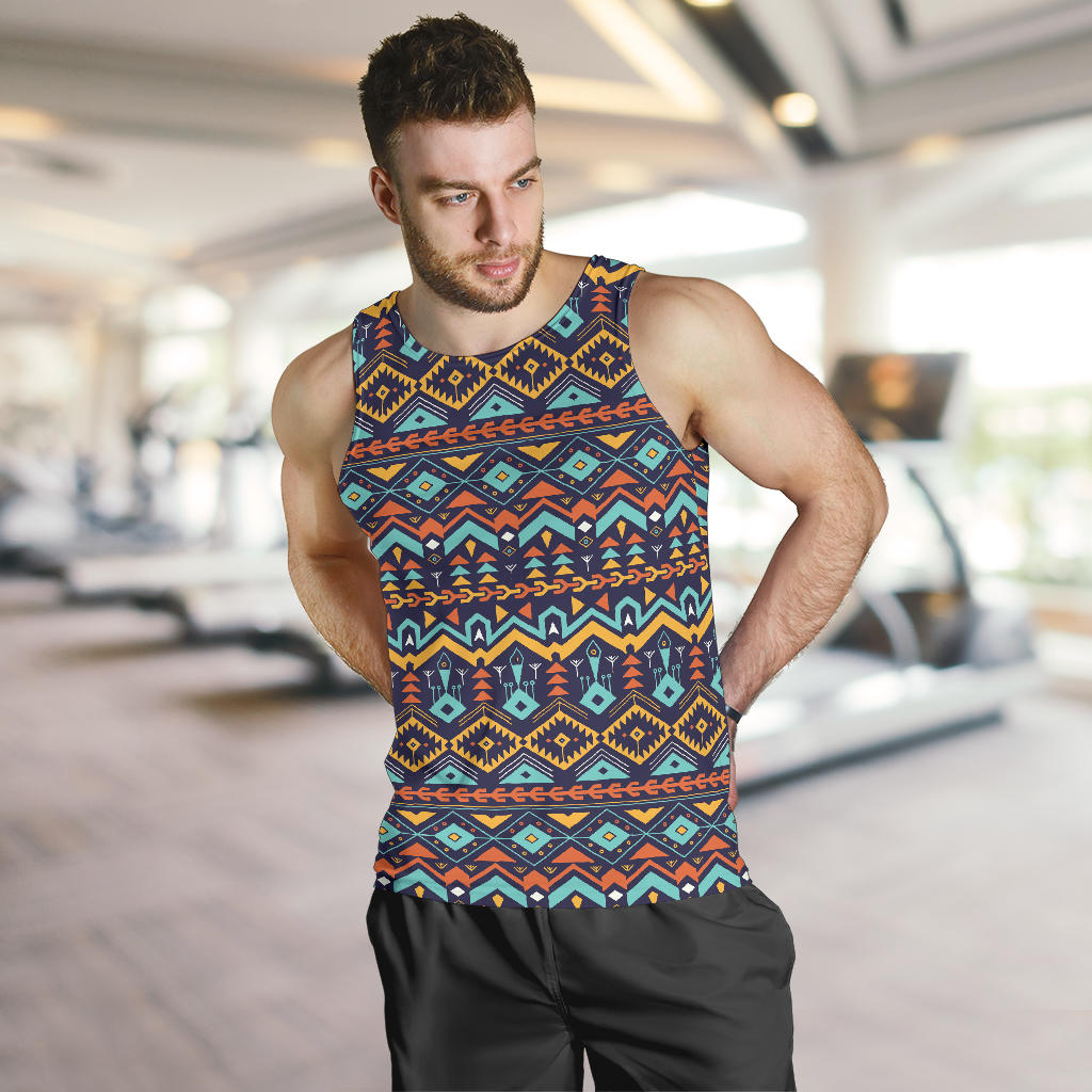 Aztec Style Print Pattern Men Tank Top