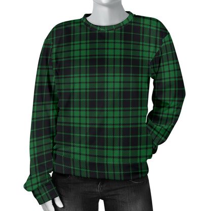 Green Tartan Plaid Pattern Women Long Sleeve Sweatshirt