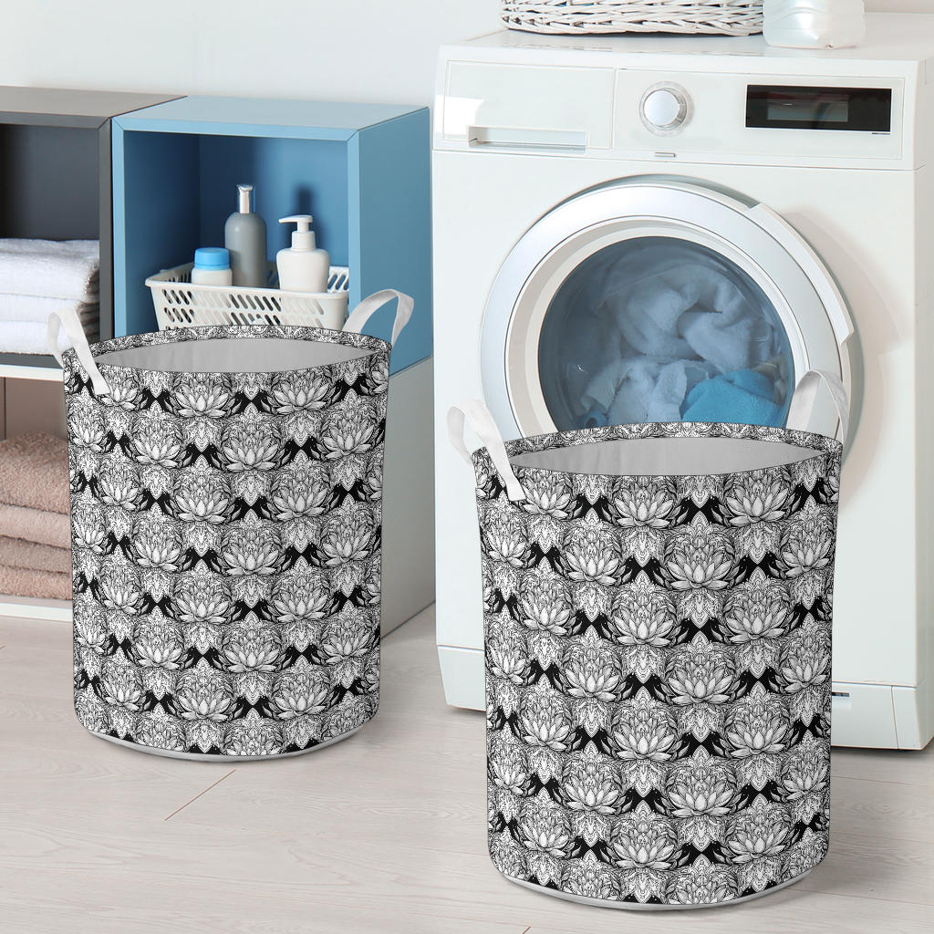 Lotus Mandala Print Pattern Laundry Basket