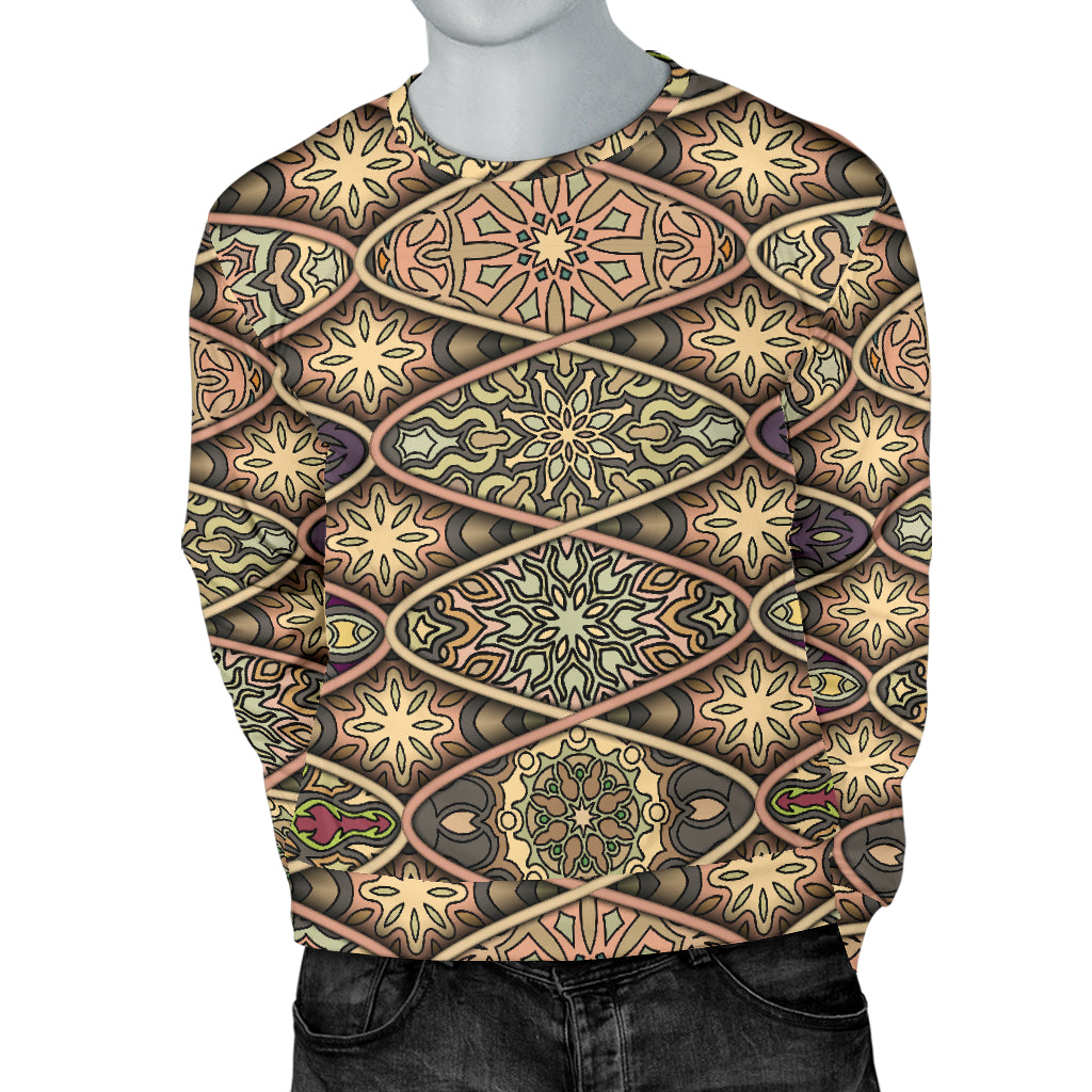 Mandala Motif Themed Design Print Men Long Sleeve Sweatshirt