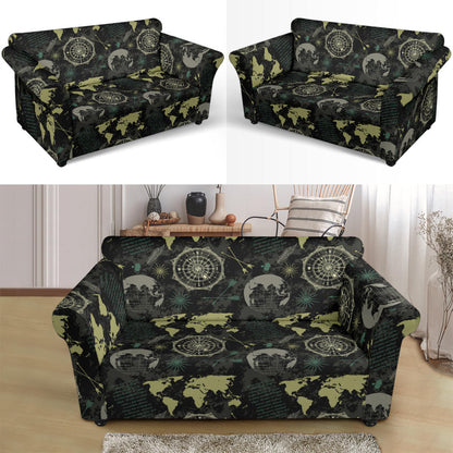 World Map Print Design LKS303 Loveseat Couch Slipcover