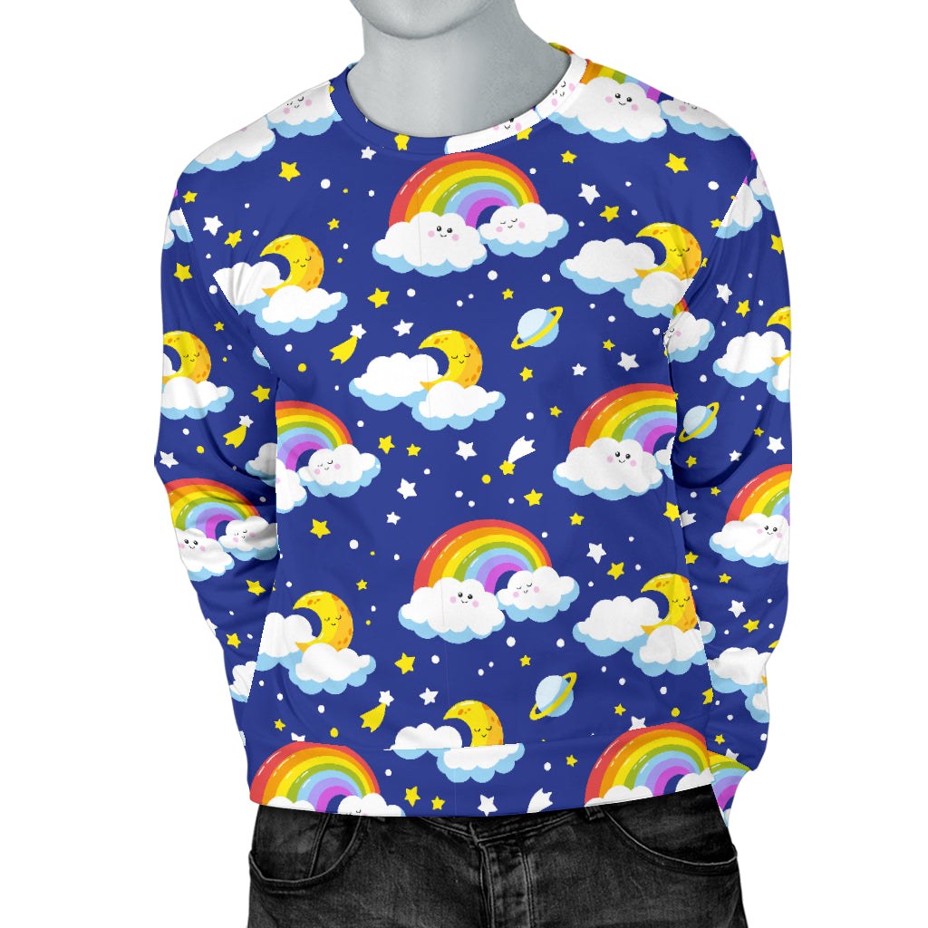 Rainbow Space Design Print Men Long Sleeve Sweatshirt