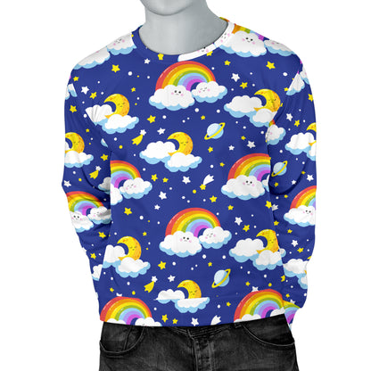 Rainbow Space Design Print Men Long Sleeve Sweatshirt