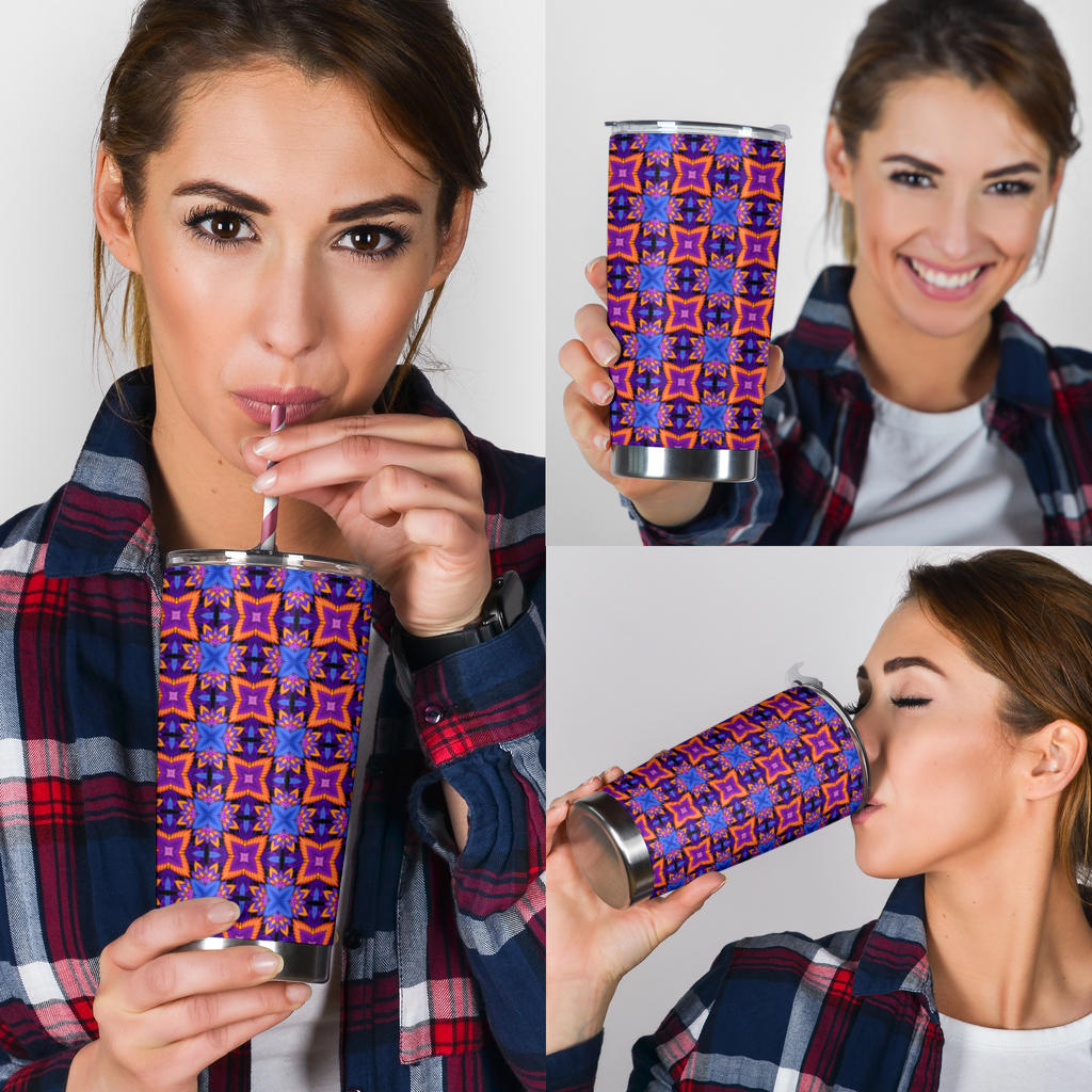 kaleidoscope Purple Orange Print Design Tumbler