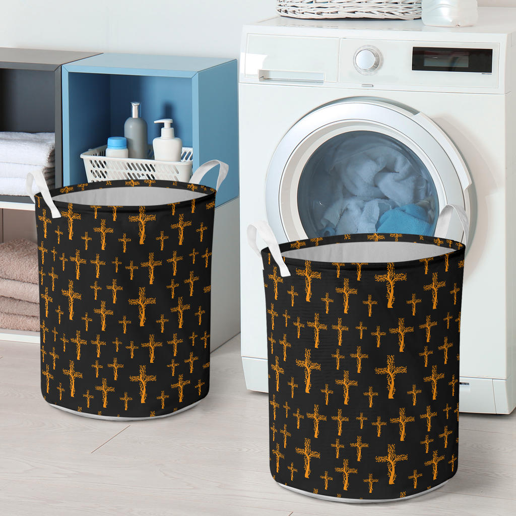 Christian Tree of Life Cross Design Laundry Basket