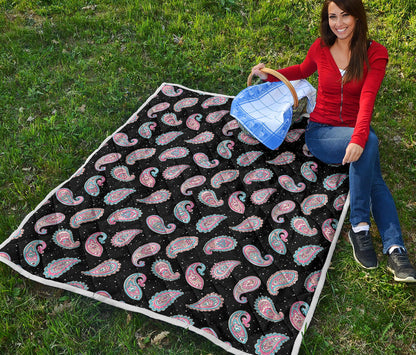 Paisley Pink Design Mandala Print Quilt Bedspread