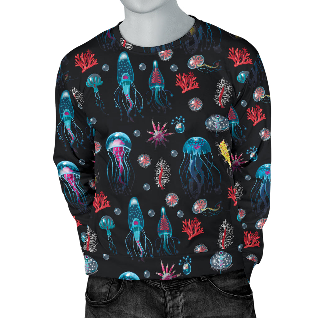 Jellyfish Underwater Print Men Long Sleeve Sweatshirt