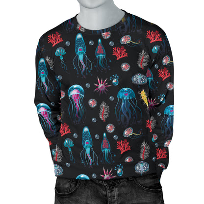Jellyfish Underwater Print Men Long Sleeve Sweatshirt
