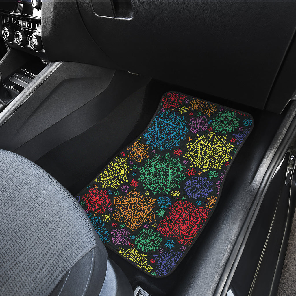 Chakra Mandala Print Pattern Car Floor Mats Front Back