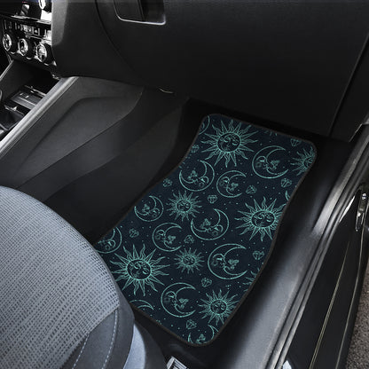 Sun Moon Magic Design Themed Print Car Floor Mats Front Back