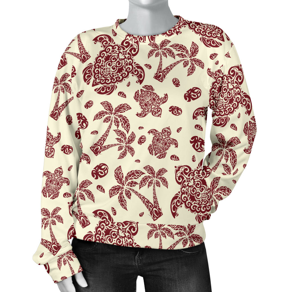 Polynesian Tattoo Turtle Themed Women Long Sleeve Sweatshirt