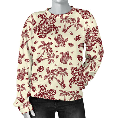 Polynesian Tattoo Turtle Themed Women Long Sleeve Sweatshirt