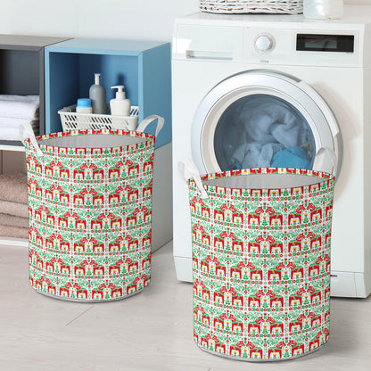 Swedish Dala Style Pattern Laundry Basket