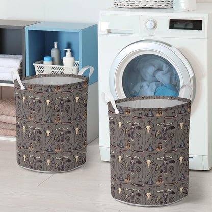 Native Indian life Design Print Laundry Basket