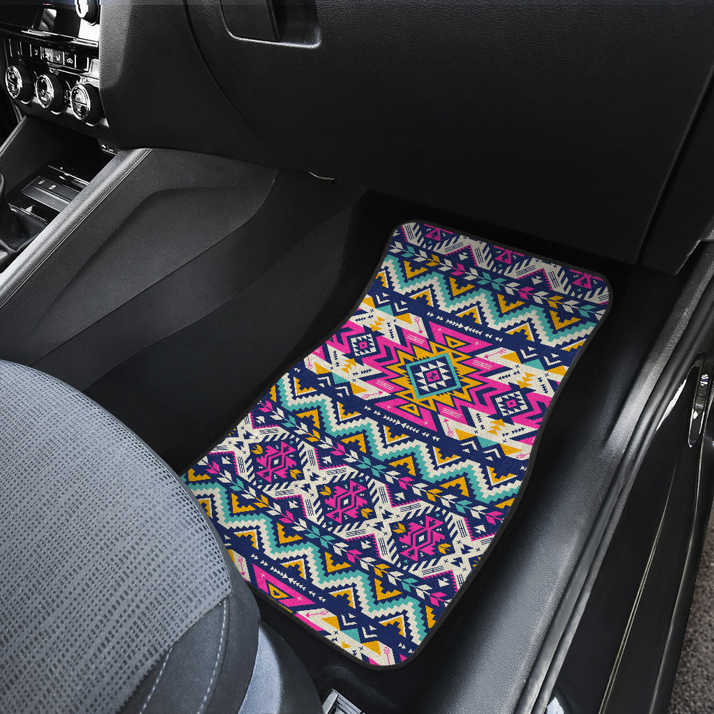 Aztec Pink Geometric Print Pattern Car Floor Mats Front Back