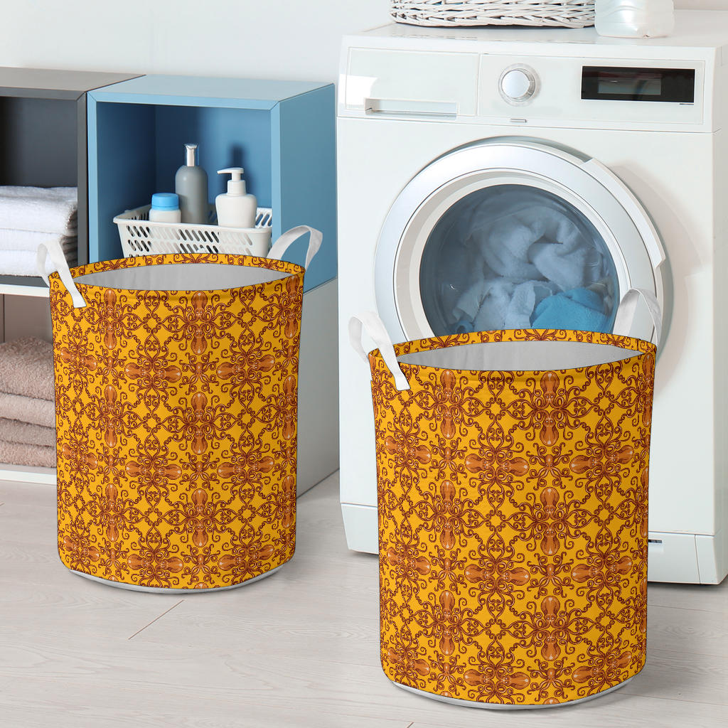 Octopus Background Design Print Laundry Basket