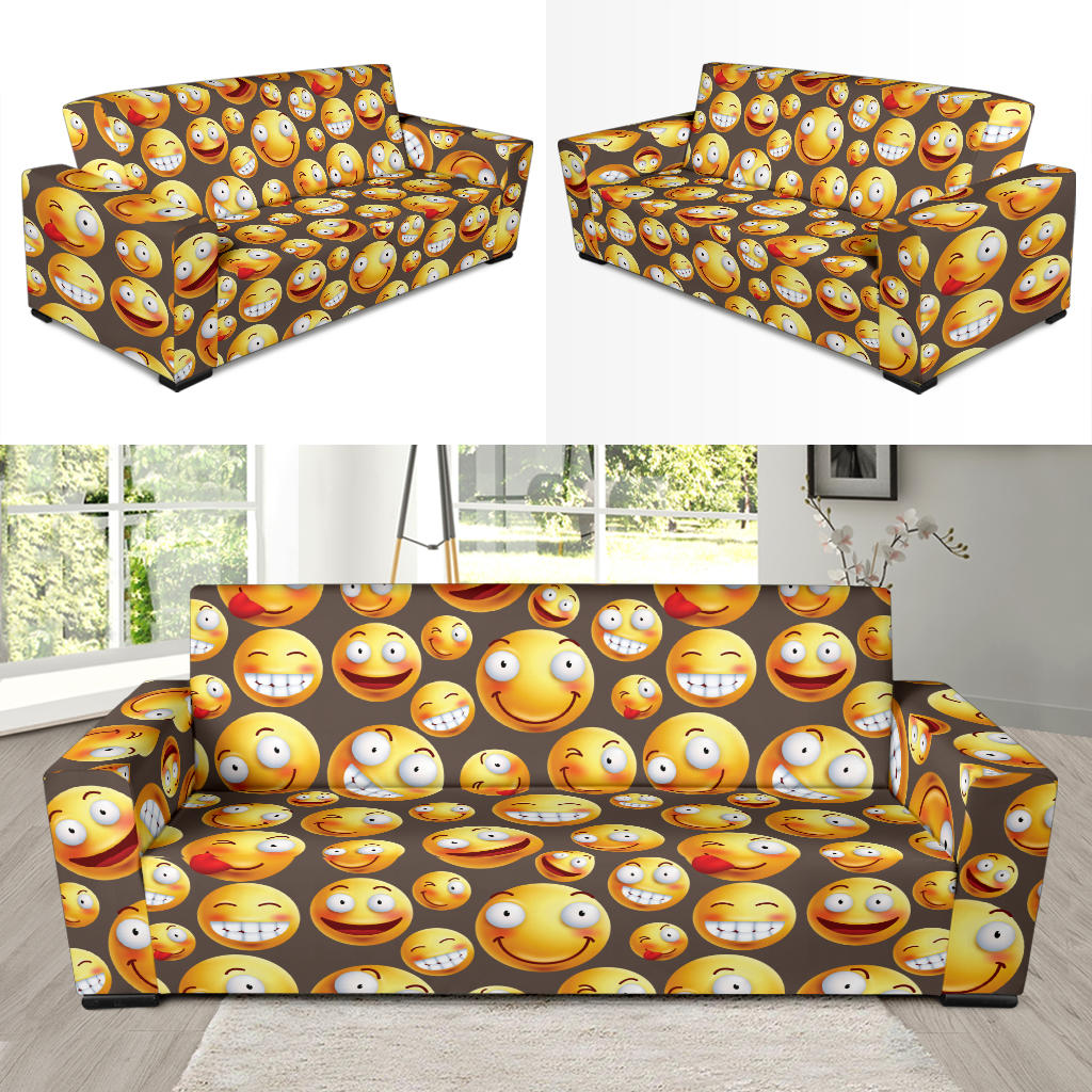 Smiley Face Emoji Print Design LKS303 Sofa Slipcover