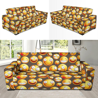 Smiley Face Emoji Print Design LKS303 Sofa Slipcover