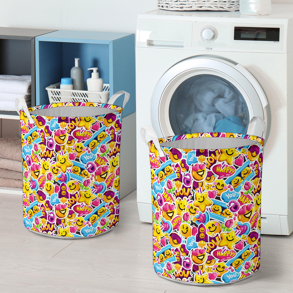 Emoji Sticker Print Pattern Laundry Basket